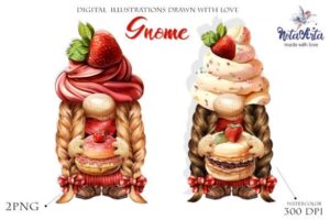 Birthday Cake Gnomes and Candle Clipart