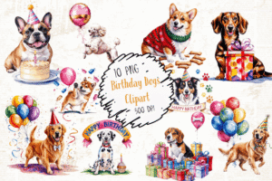 Birthday Dogs Clipart