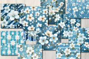 Blue Flowers Digital Paper