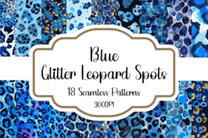 Blue Glitter Leopard Spots Patterns