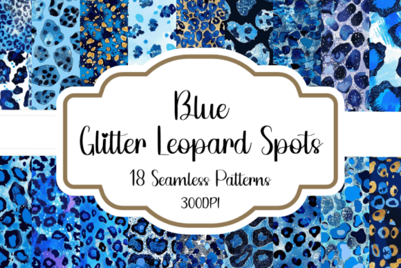 Blue Glitter Leopard Spots Patterns