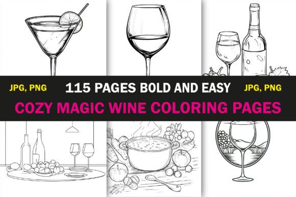 Bold and Easy Magic Wine Coloring Page