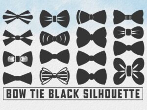 Bow Tie Icons Set, Bow Tie Silhouette.