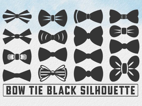 Bow Tie Icons Set, Bow Tie Silhouette.
