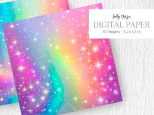 Bright Iridescent Rainbow Digital Paper