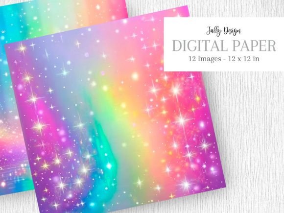 Bright Iridescent Rainbow Digital Paper