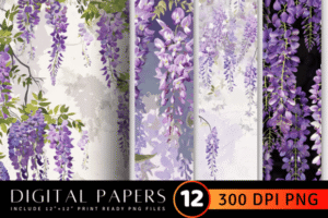 Cascading Wisteria Flowers Digital Paper