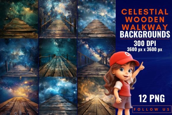 Celestial Wooden Walkway Backgrounds