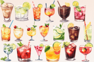 Cocktails Watercolor Cliparts