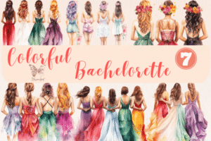 Colorful Bachelorette Watercolor Clipart