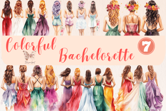 Colorful Bachelorette Watercolor Clipart