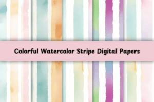 Colorful Watercolor Stripe Digital Paper