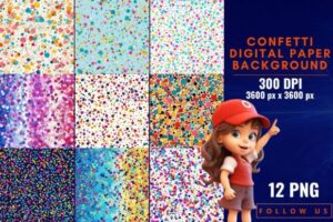 Confetti Digital Paper Backgrounds