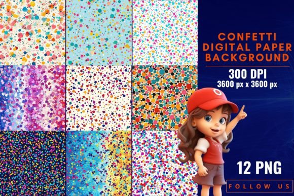 Confetti Digital Paper Backgrounds