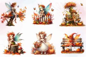 Cute Autumn Fairy Sublimation Clipart
