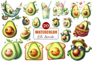 Cute Avocado Sublimation Clipart