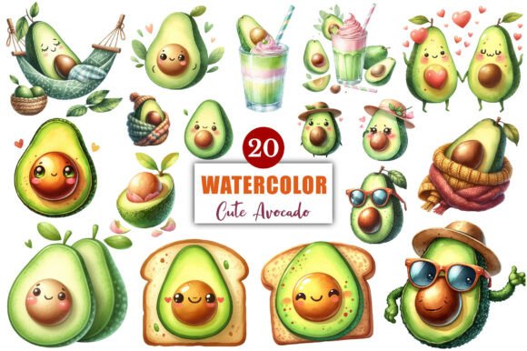 Cute Avocado Sublimation Clipart