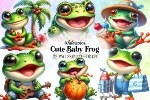Cute Baby Frog Sublimation Clipart
