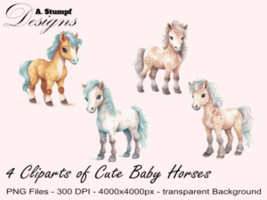 Cute Baby Horses Clipart Bundle
