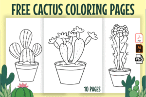 Cute Cactus Coloring Pages for Kids Kdp