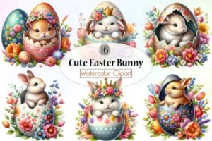 Cute Easter Bunny Sublimation Clipart