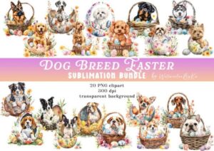 Cute Easter Dog Breeds Clipart PNG