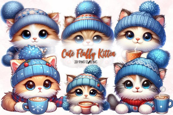 Cute Fluffy Kitten Clipart Bundle