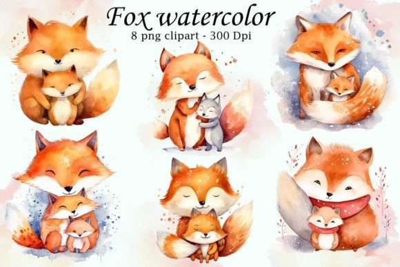 Cute Fox Watercolor Clipart