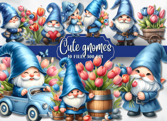 Cute Gnomes Clipart Bundle