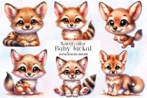 Cute Jackal Clipart Bundle