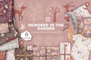 Cute Reindeer in the Garden Patterns