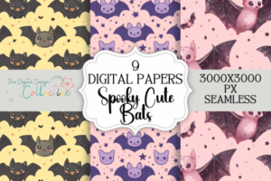 Cute Spooky Bats Seamless Patterns