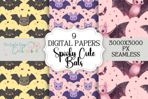 Cute Spooky Bats Seamless Patterns