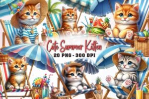 Cute Summer Kitten Sublimation