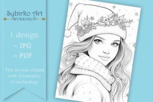 Cute Winter Girl Adult Coloring Page