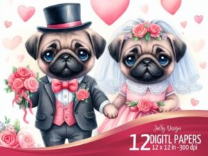 Cute Pug Dogs in Love Getting Married