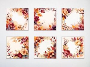 Elegant Floral Frames, Autumn Background
