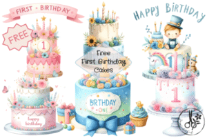 ** FREE ** First Birthday Cakes-Clip Art