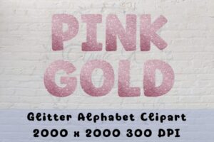 FREE Pink Gold Glitter Alphabet Clipart