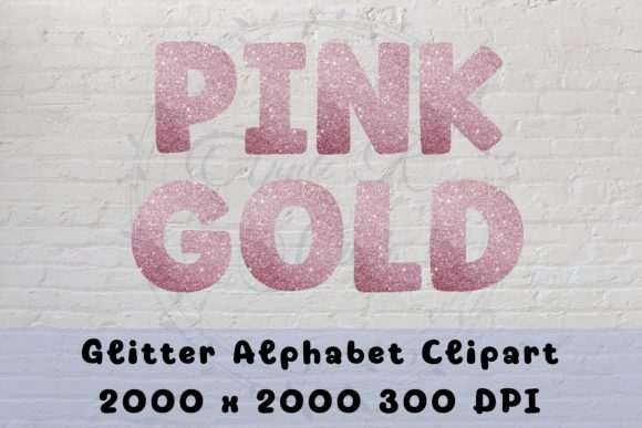 FREE Pink Gold Glitter Alphabet Clipart