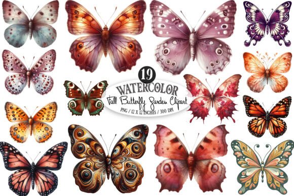Fall Butterfly Garden Clipart