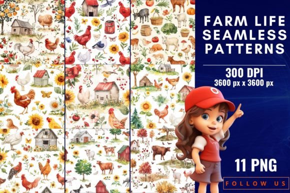 Farm Life Seamless Patterns