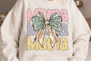 Floral Bow Mama Aesthetic PNG