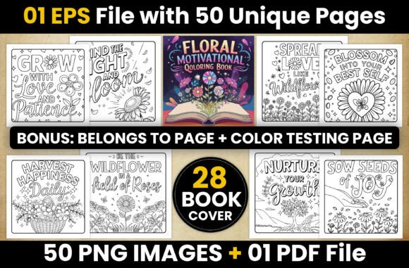 Floral Motivational Quote Coloring Pages