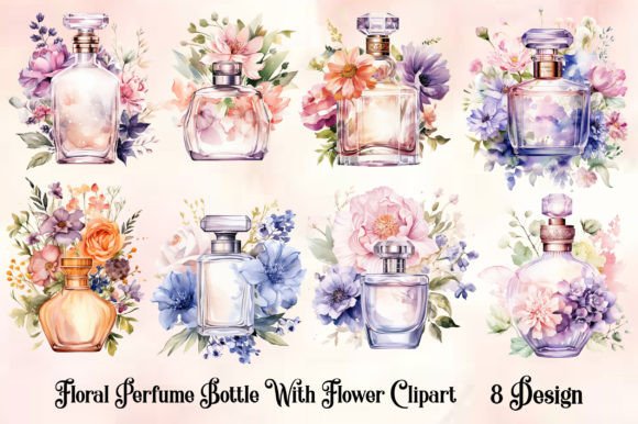 Floral Perfume Bottle with Flower Clipar