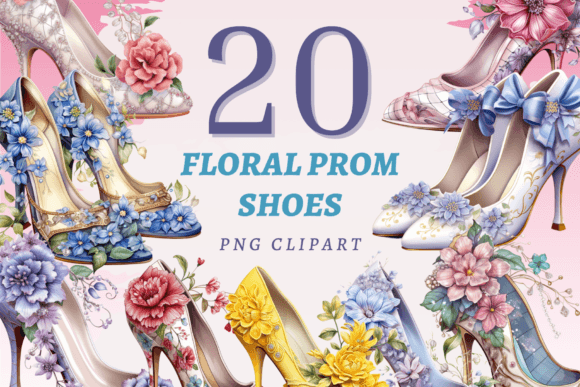Floral Prom Shoes PNG Bundle