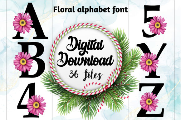 Floral Alphabet Font Set