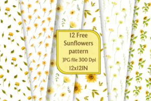 Free 12 Sunflowers Seamless Pattern
