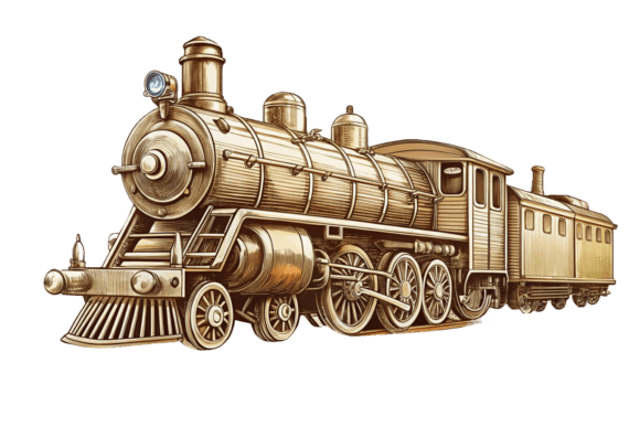 Free 3D Old Train on Railway T-shirt