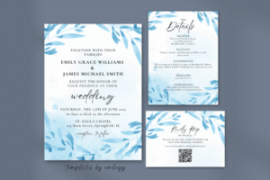 Free Blue Wedding Invitation Suite